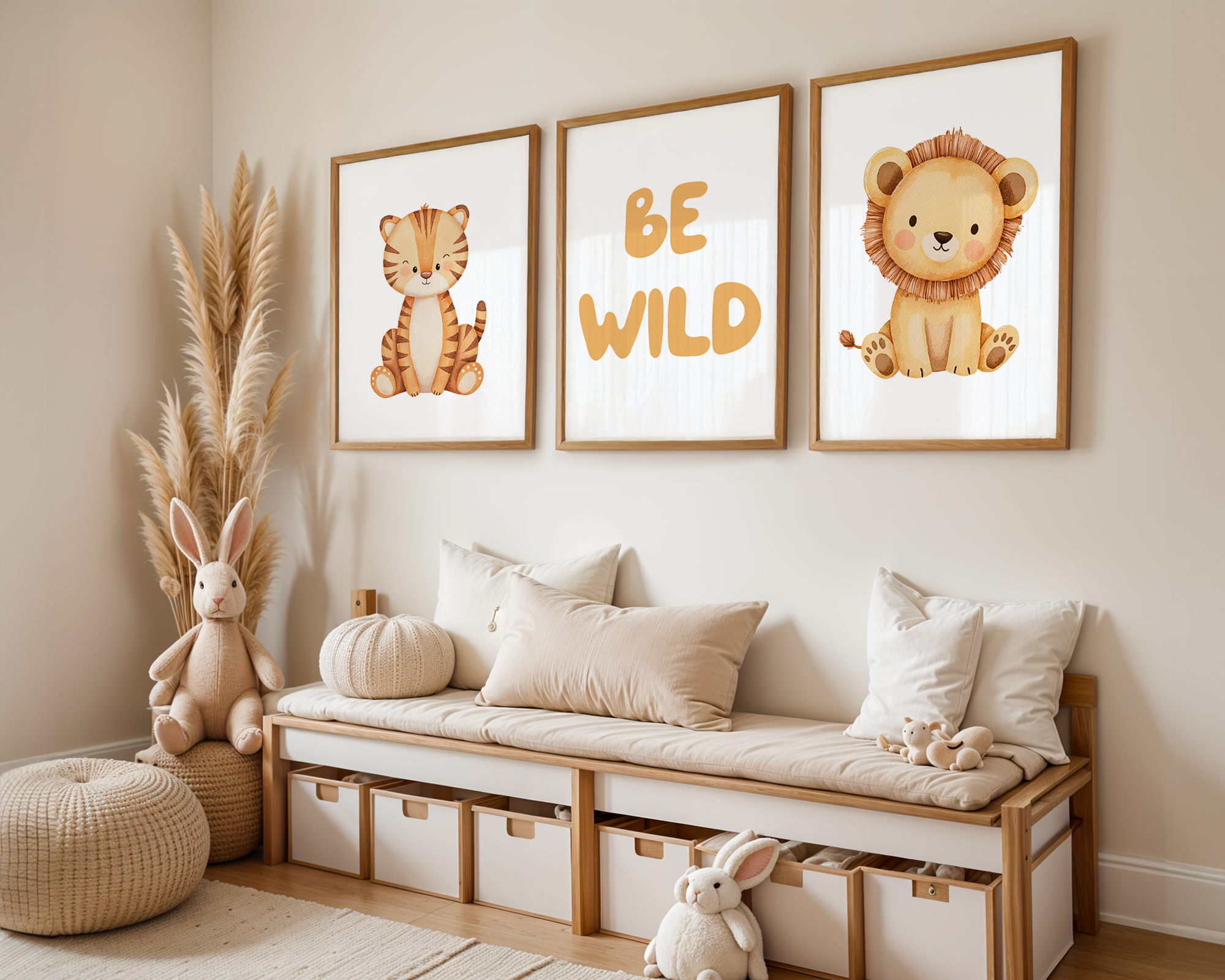 Safari animals- Set of 3 (Print Only) - Light Orange