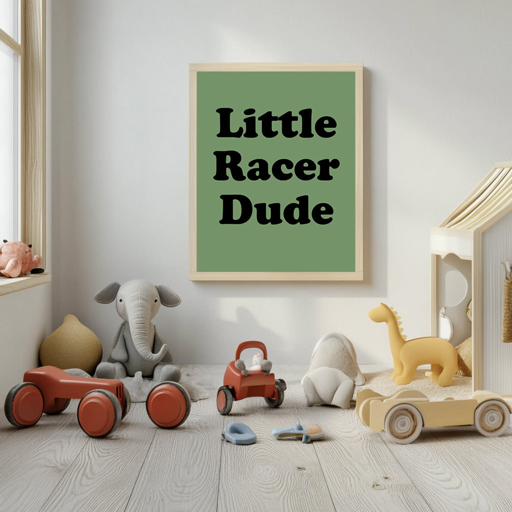 Little Racer Dude β Green Background
