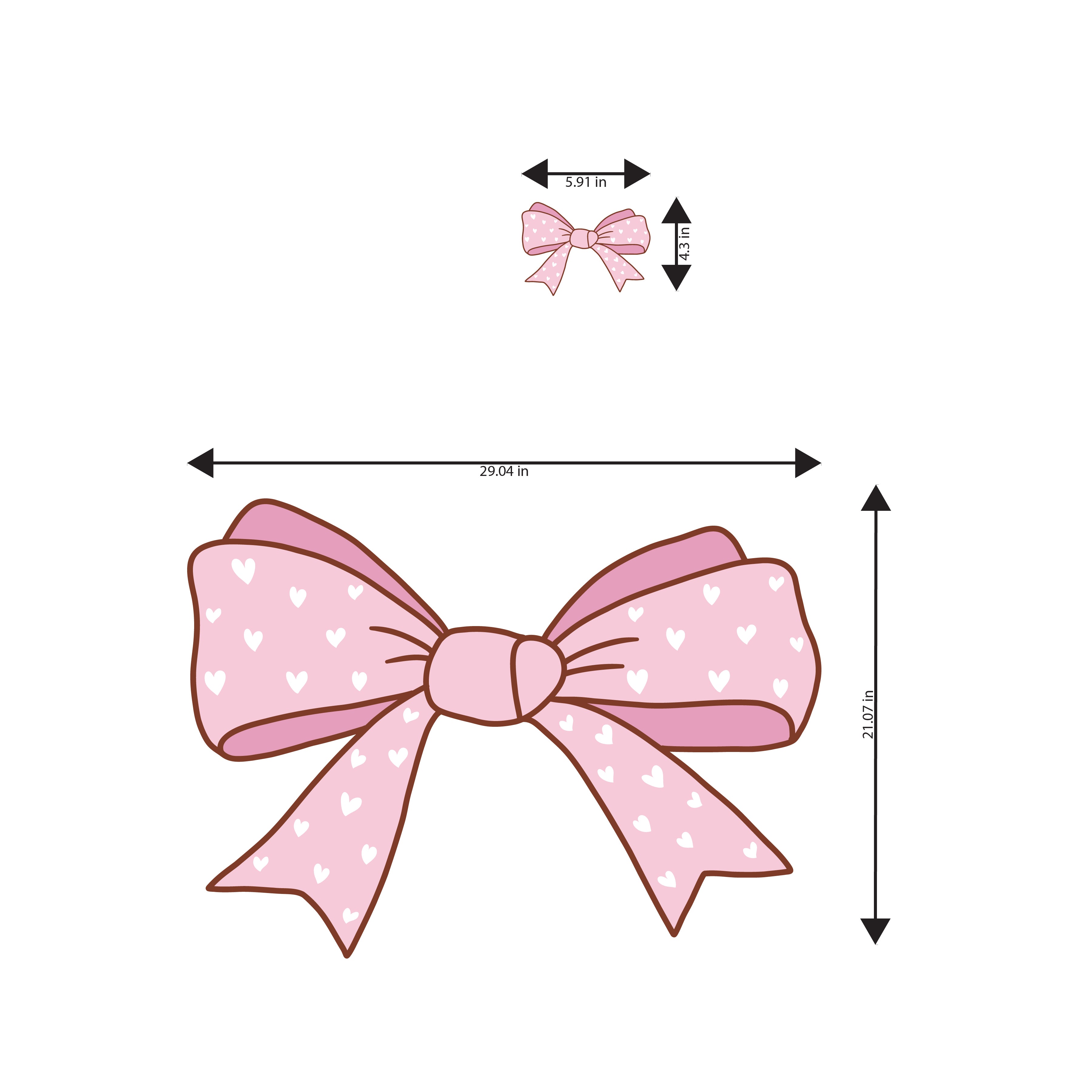 Pink Heart Bows Wall Stickers
