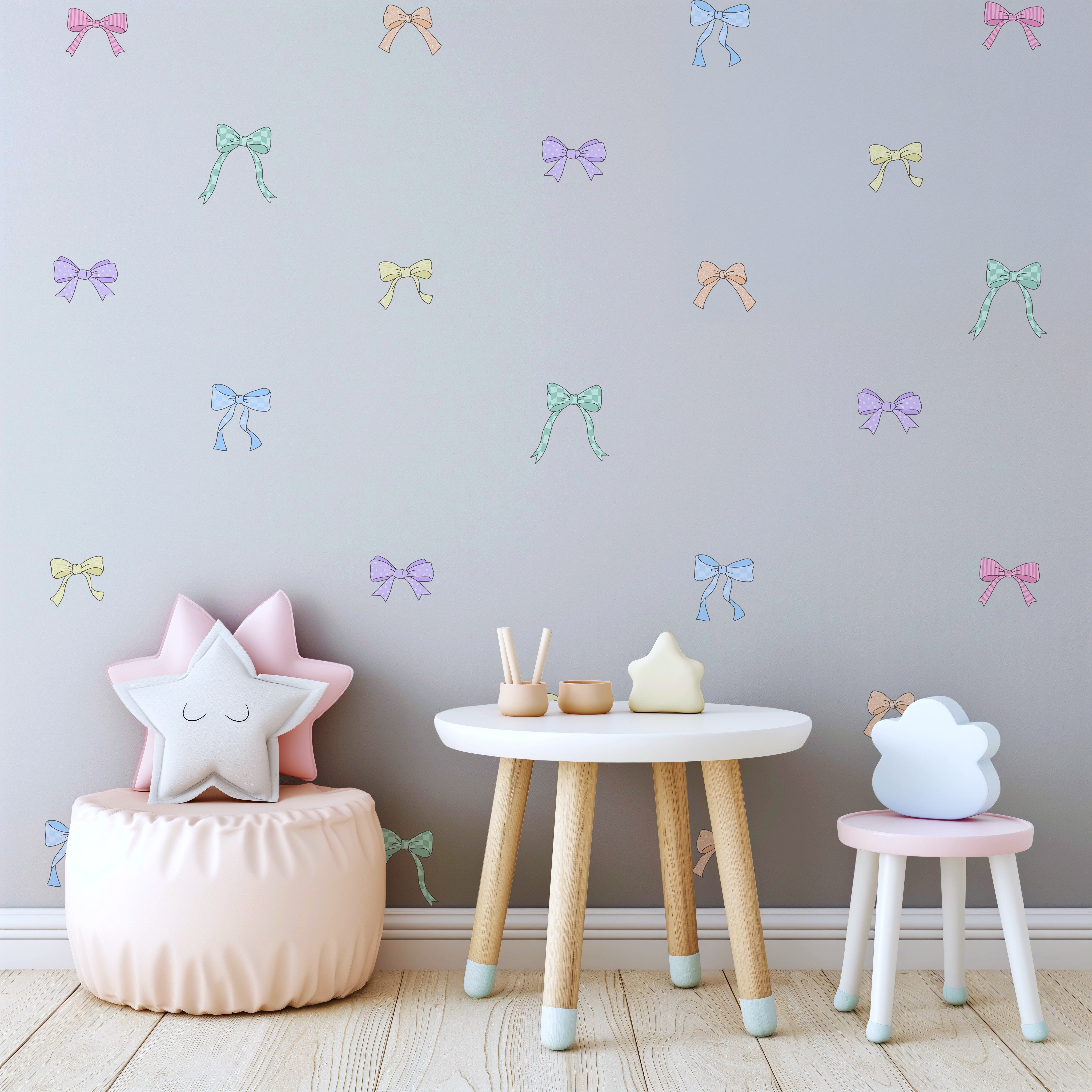 Multicolored Pastel Bows Wall Sticker Set