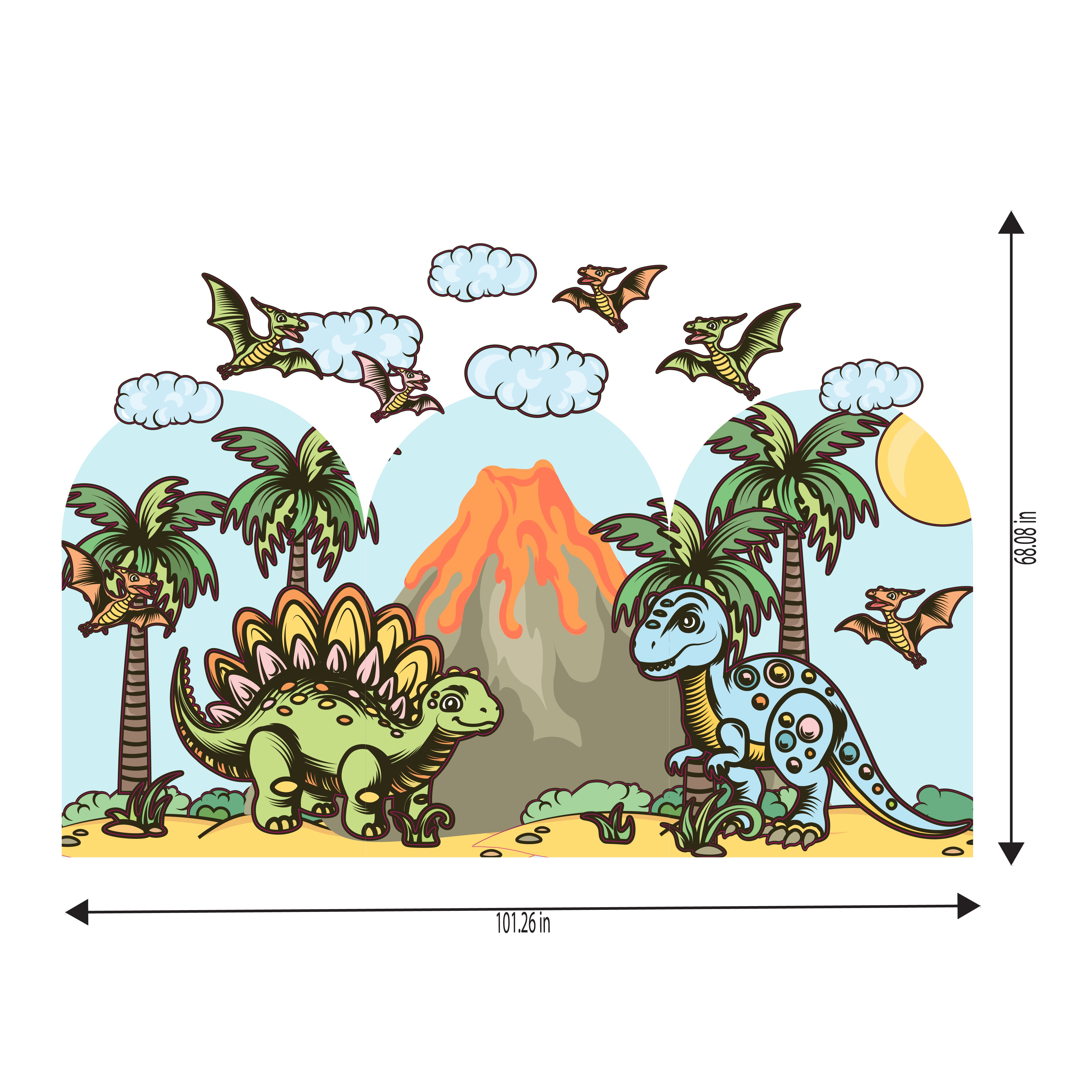 Arch Dinosaur With Volcano - Set of 3