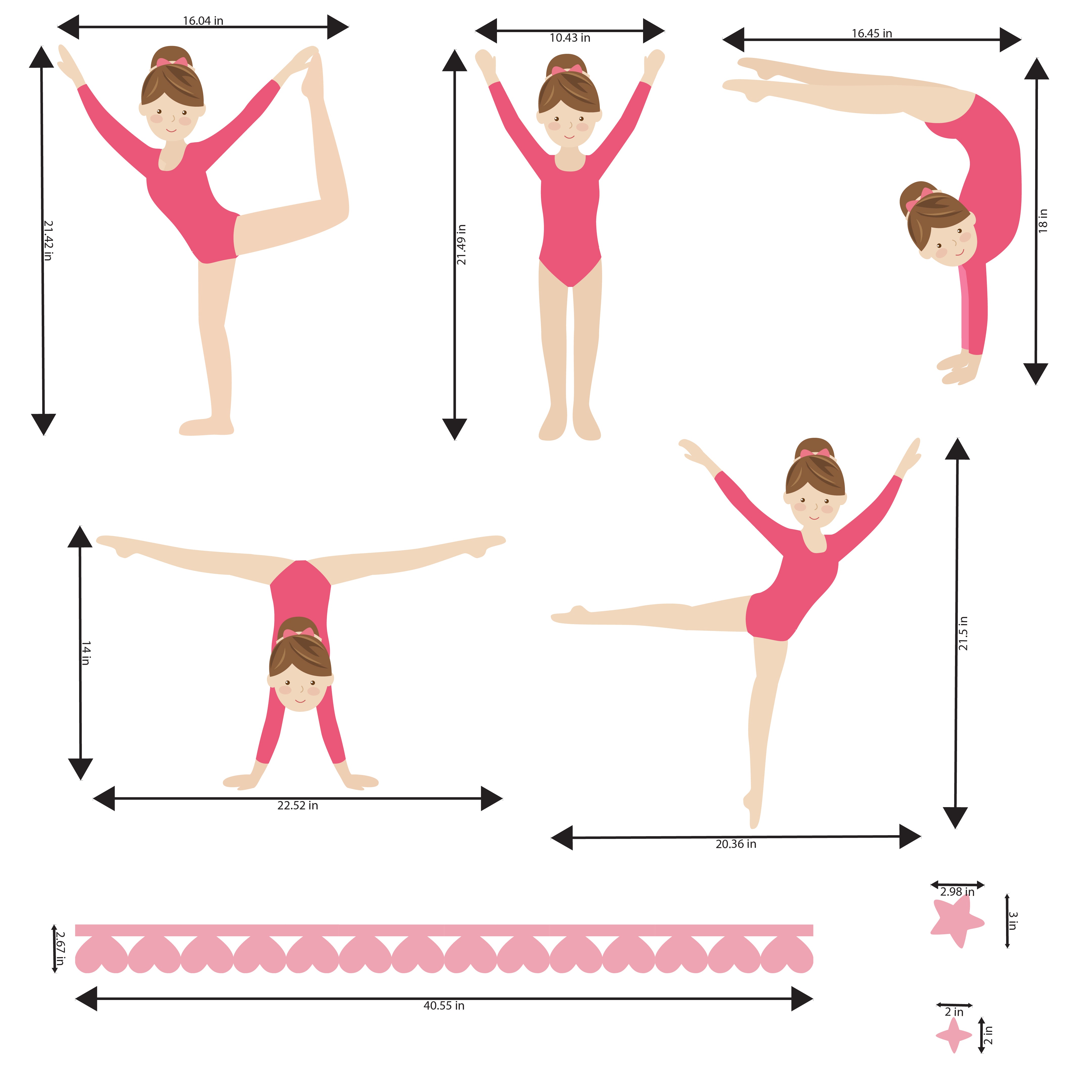 Gymnastics Girls Wall Stickers