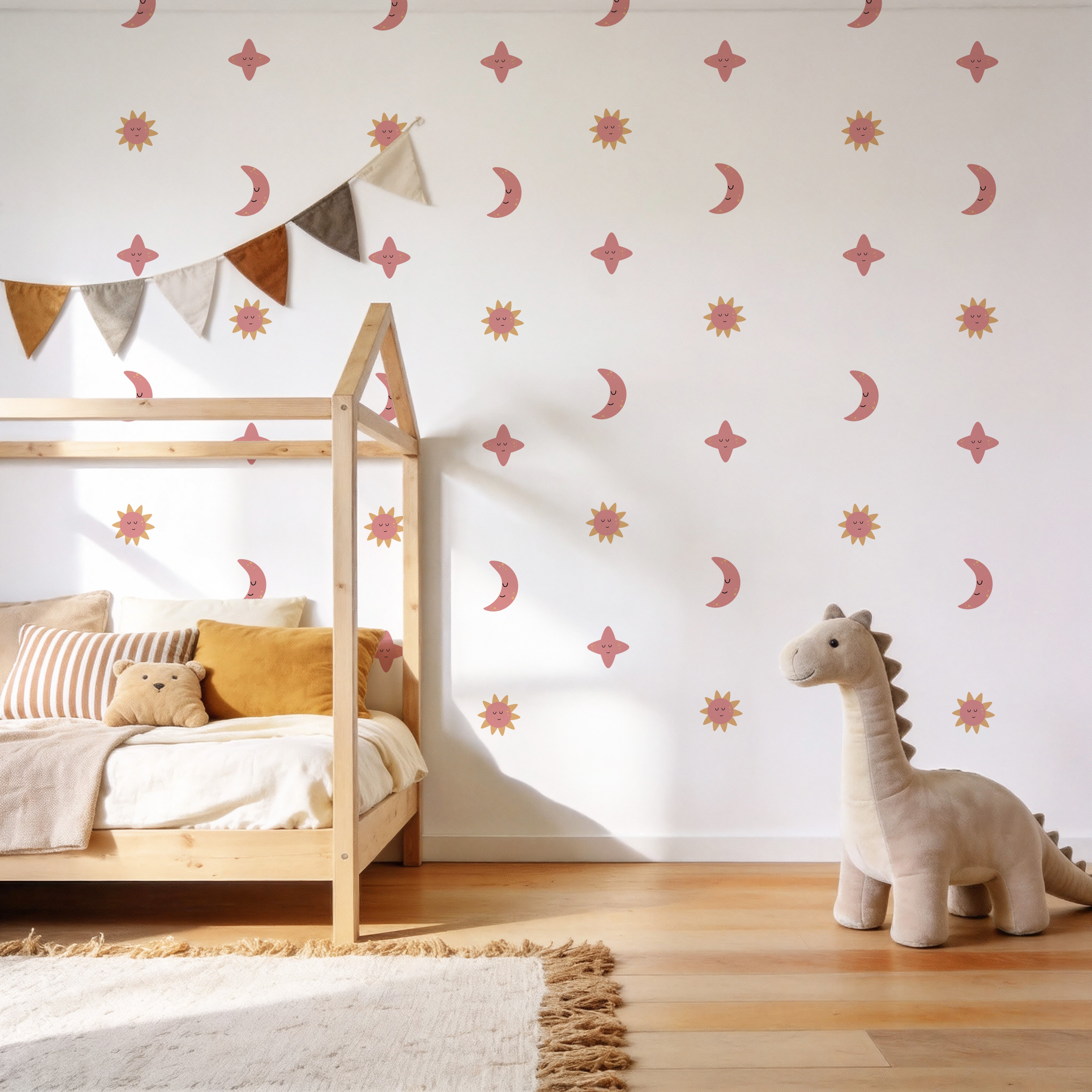 Pastel Moon Sun Star Wall Stickers
