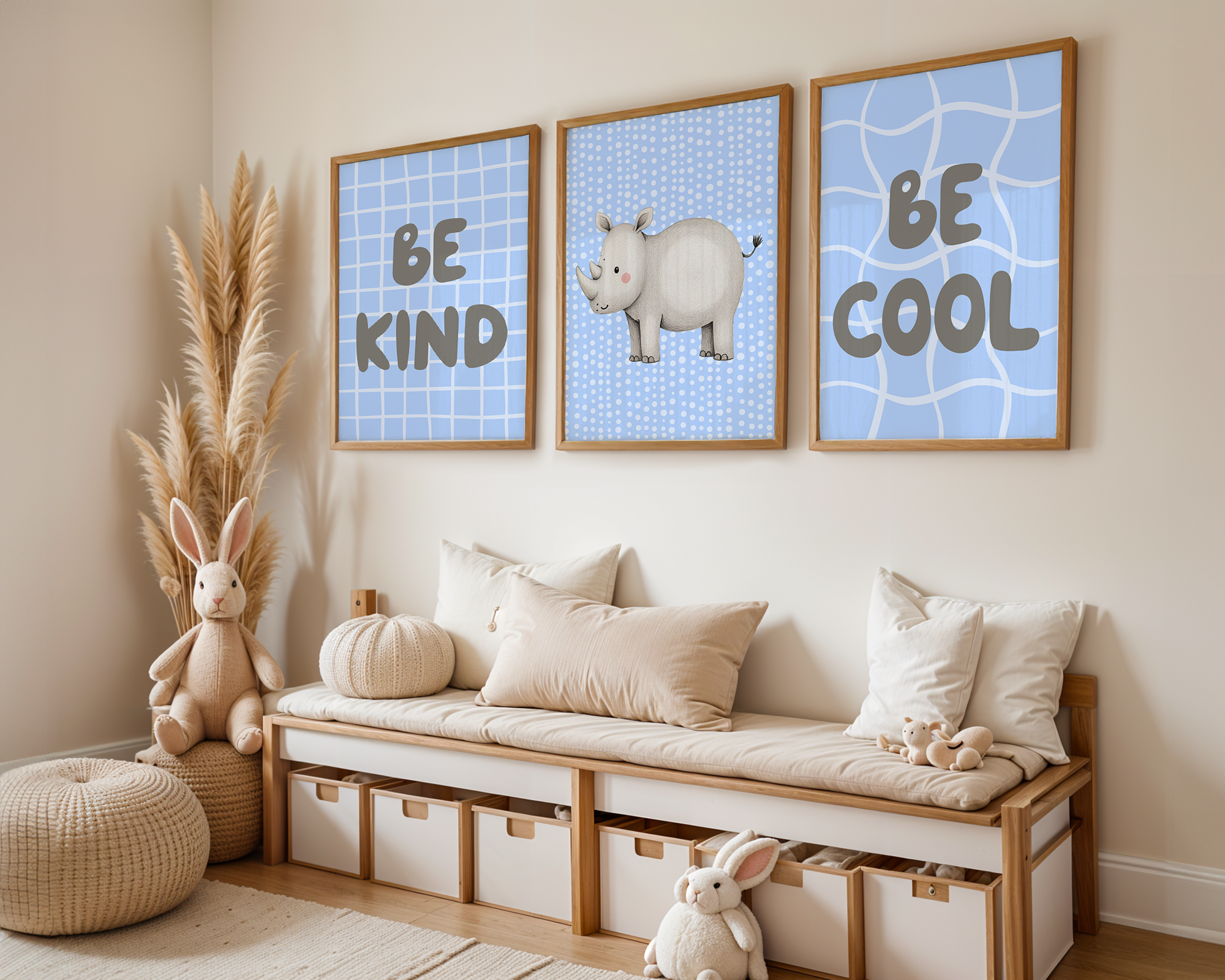 Safari animals- Set of 3 (Print Only) - Light Blue