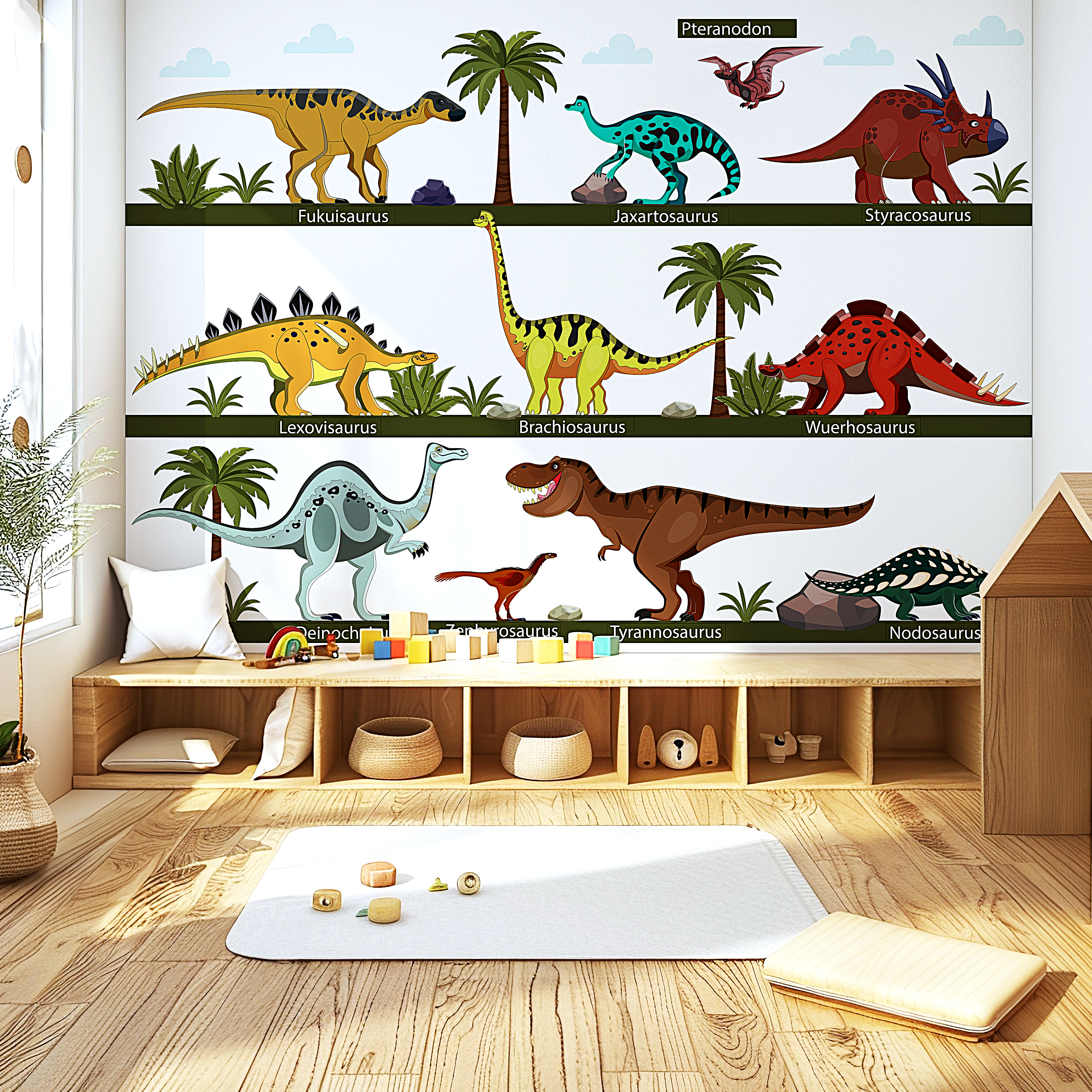 Dinosaur With Names Wall Stickers