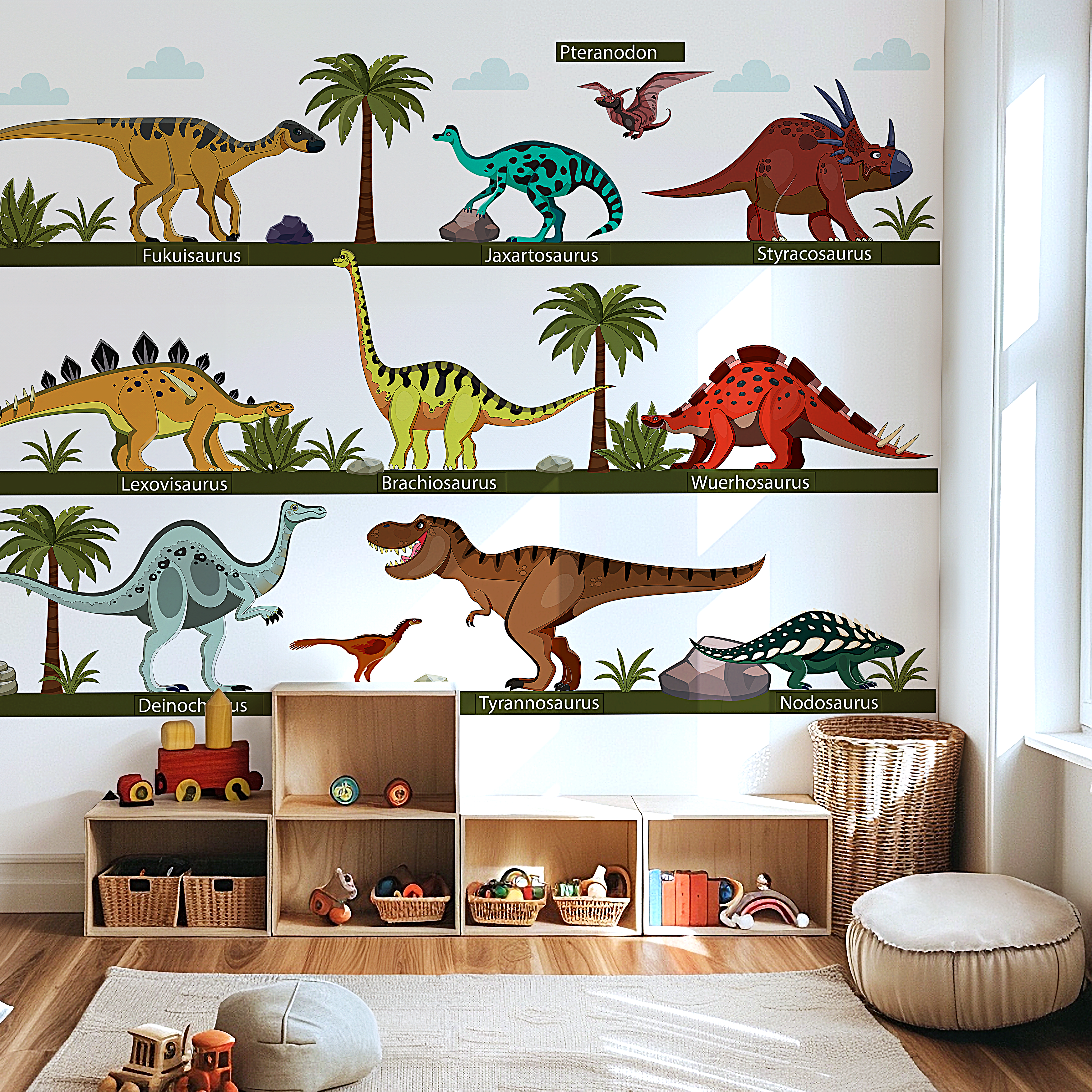 Dinosaur With Names Wall Stickers
