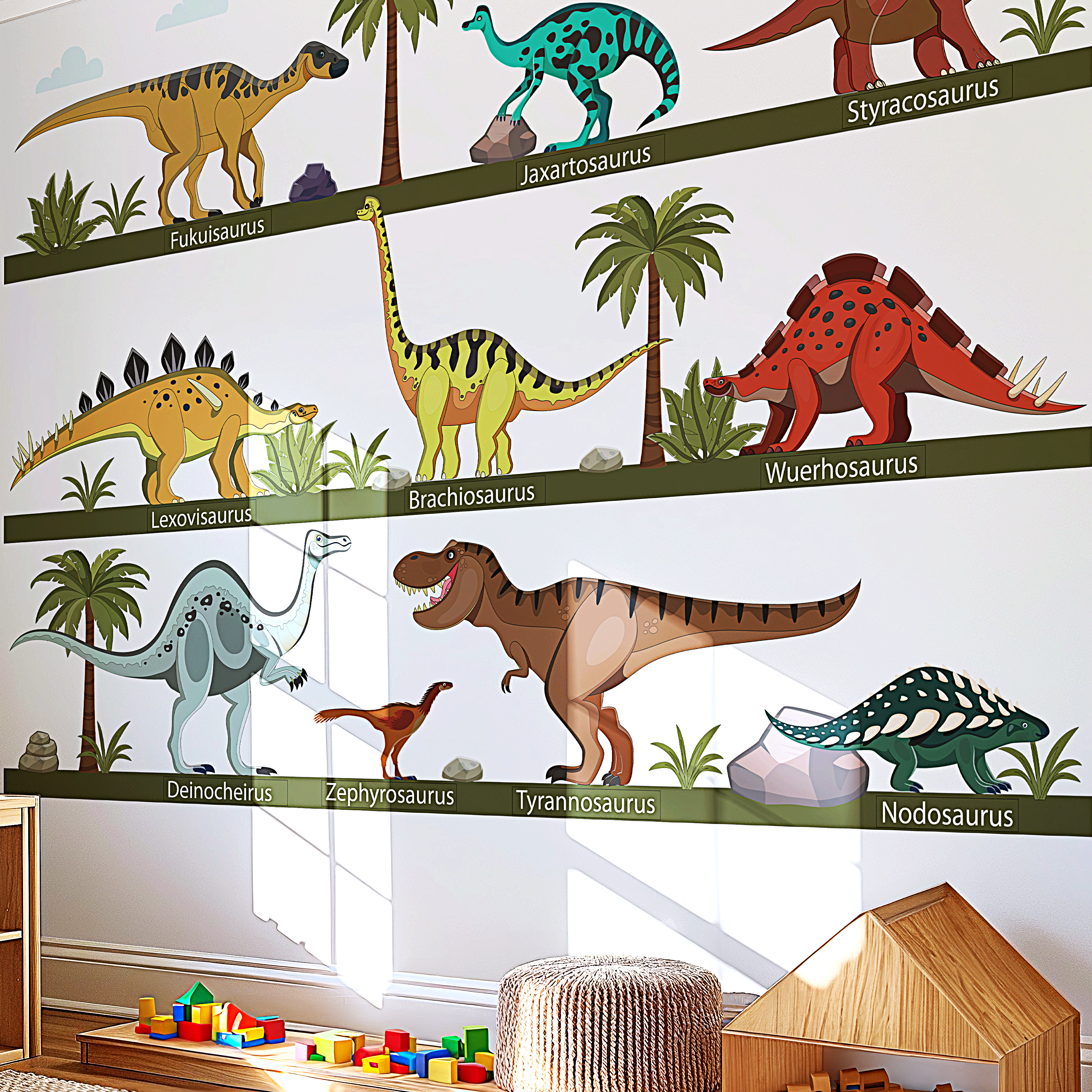 Dinosaur With Names Wall Stickers