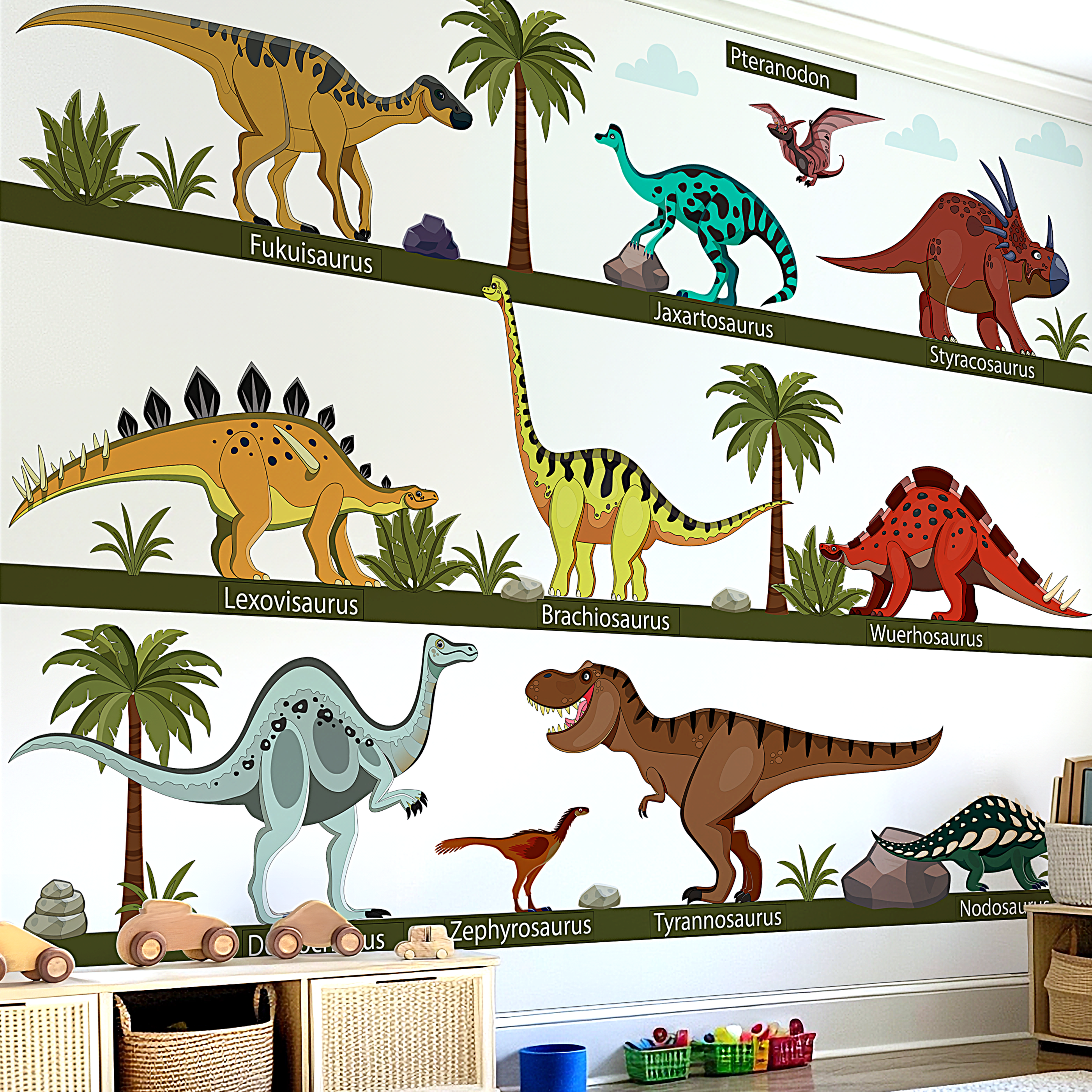 Dinosaur With Names Wall Stickers