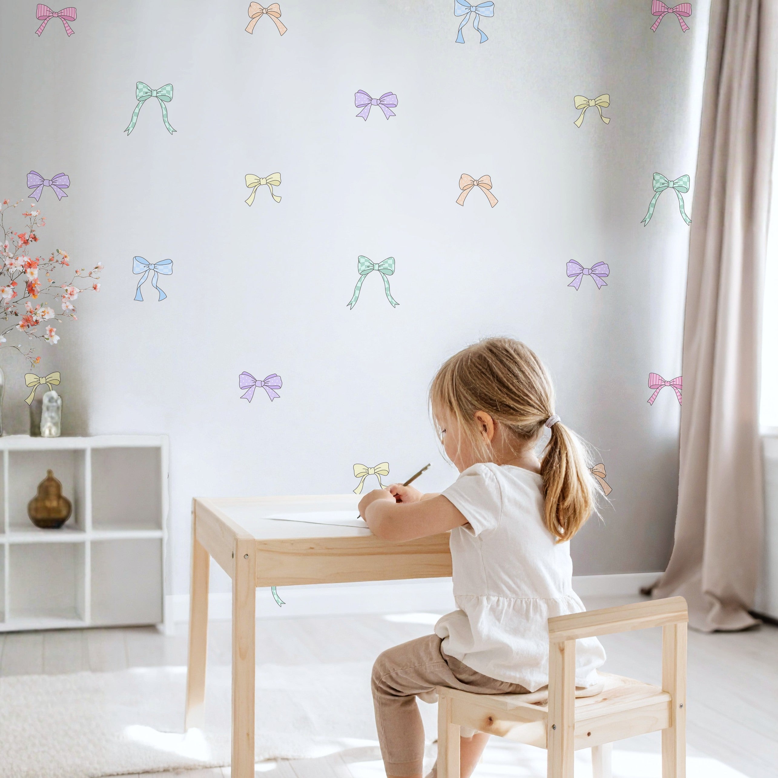 Multicolored Pastel Bows Wall Sticker Set