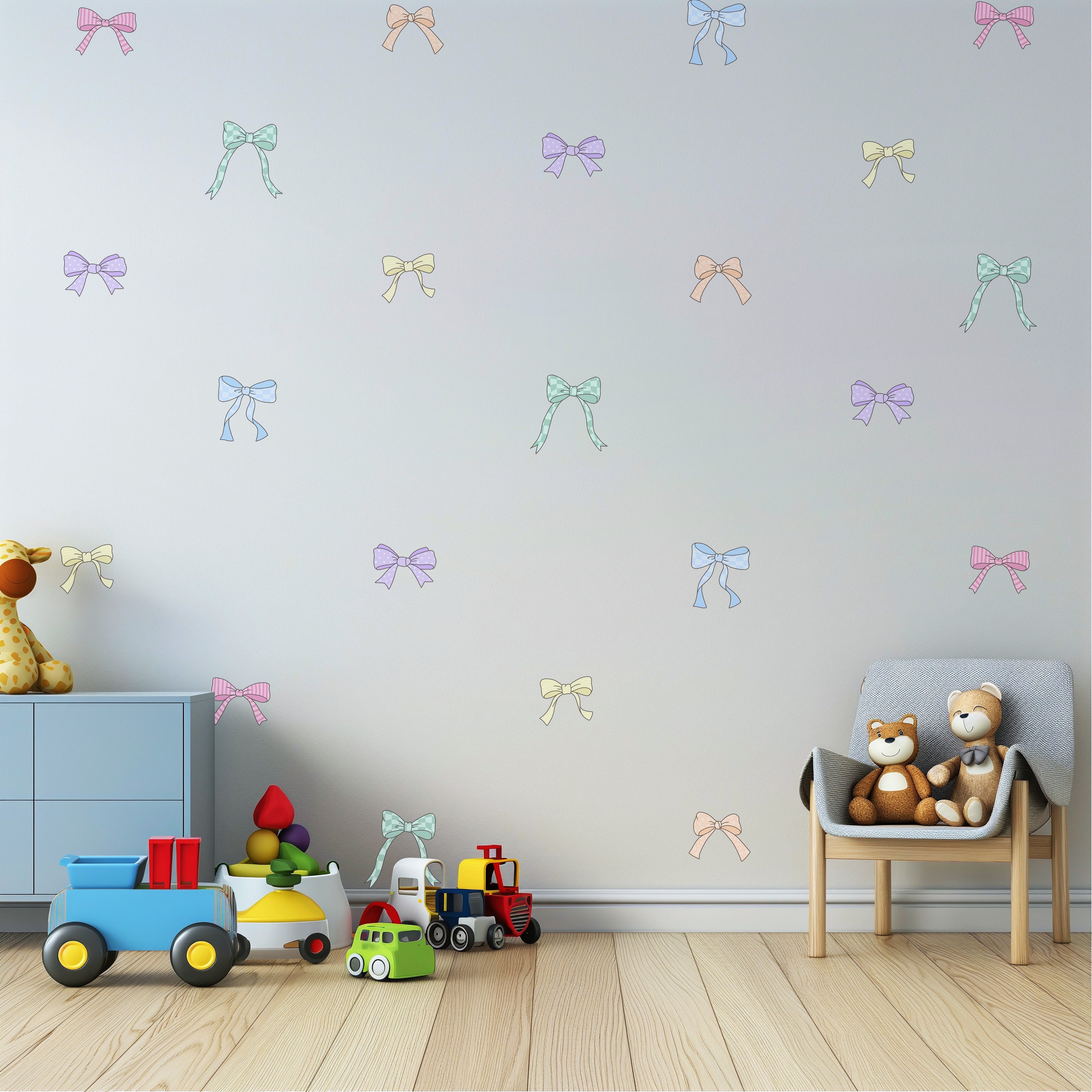 Multicolored Pastel Bows Wall Sticker Set