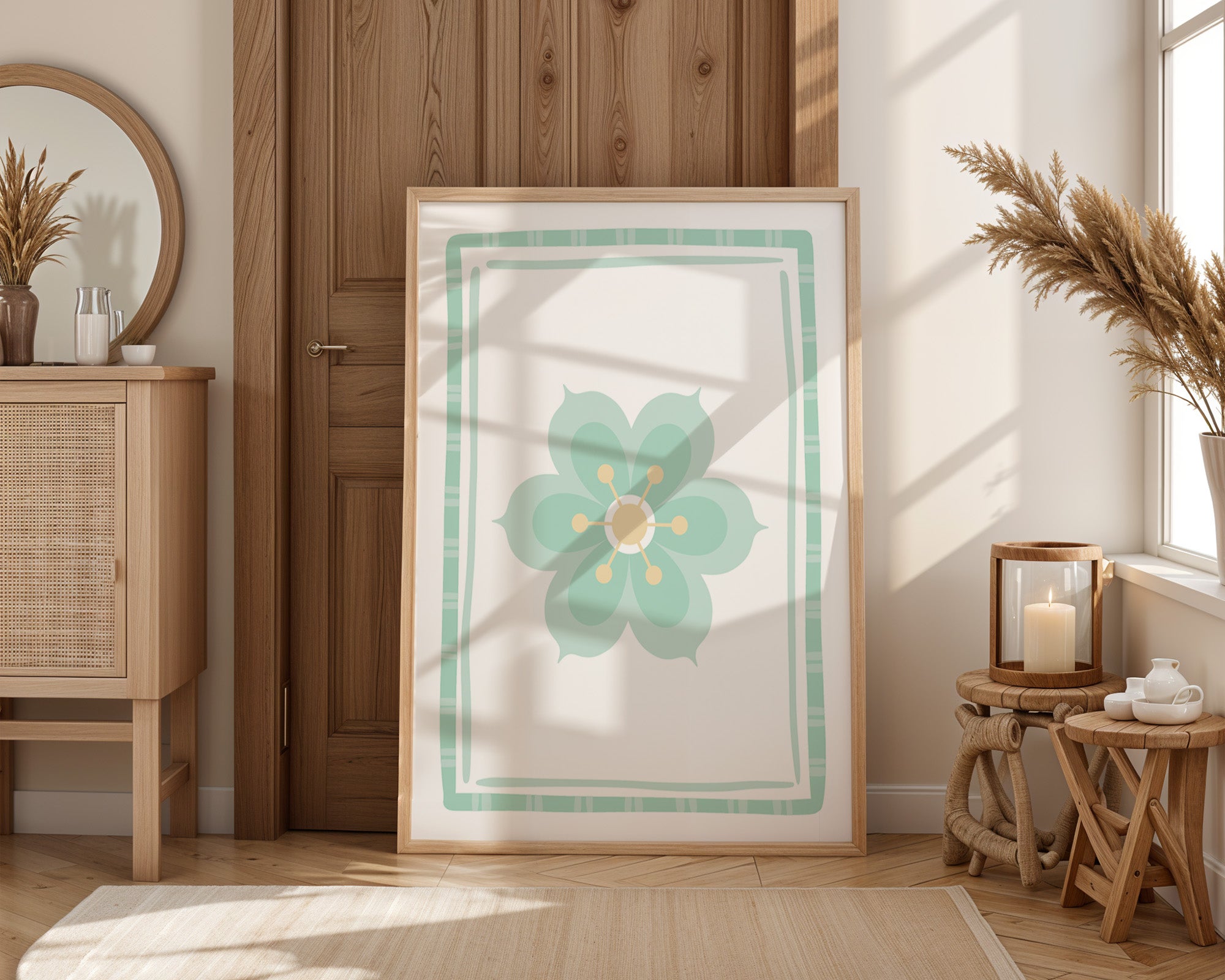 Green Pastel Flower (Print Only)