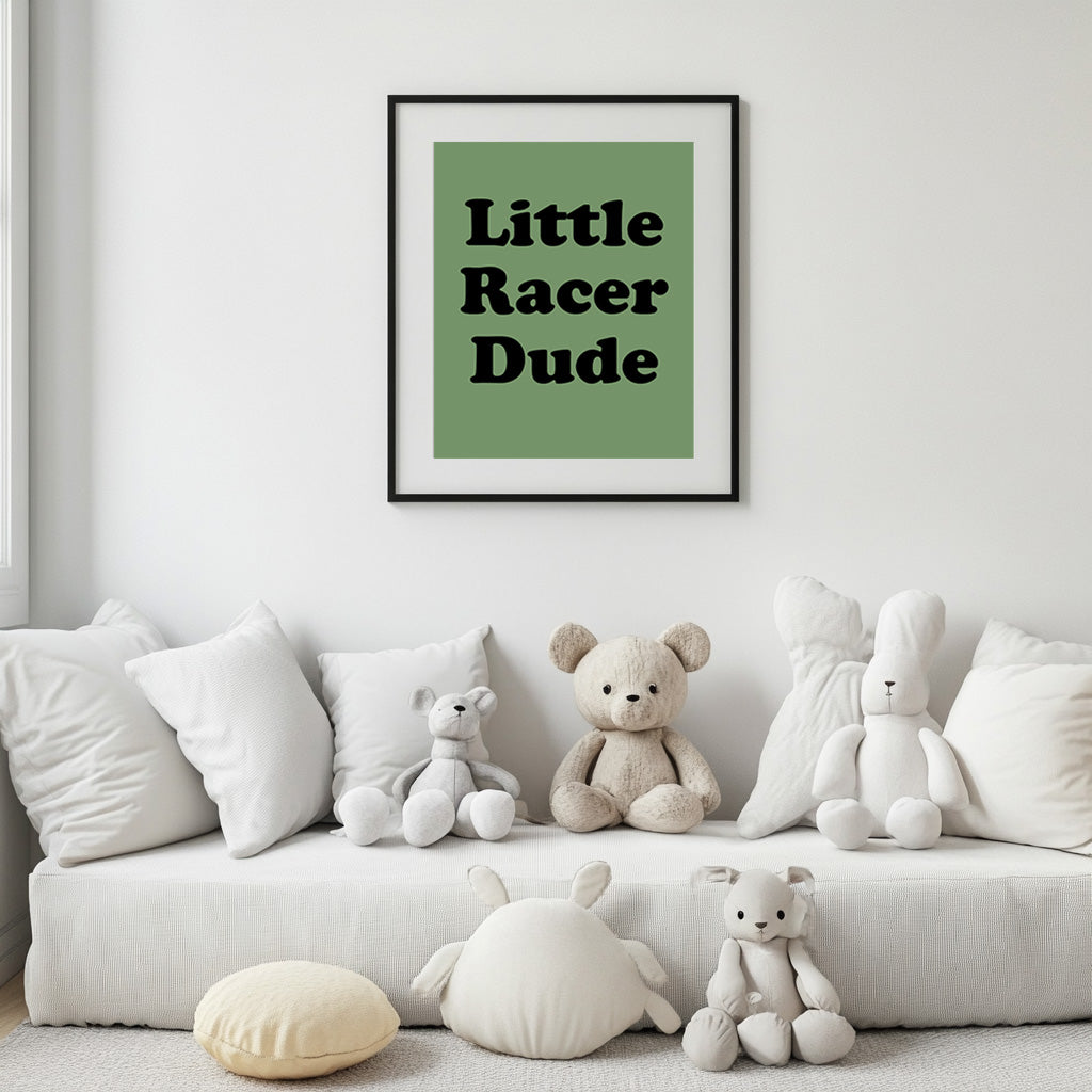 Little Racer Dude – Green Background
