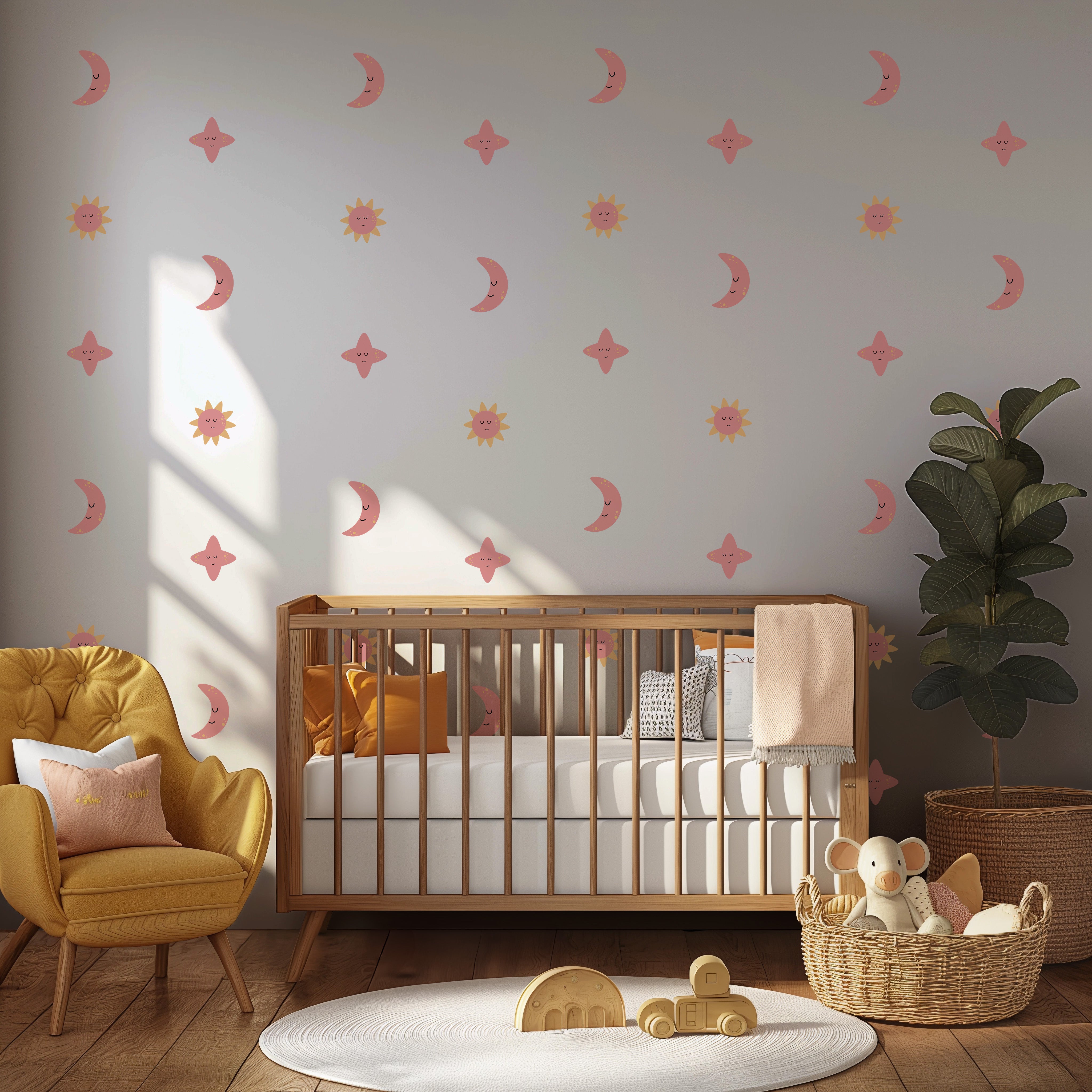 Pastel Moon Sun Star Wall Stickers