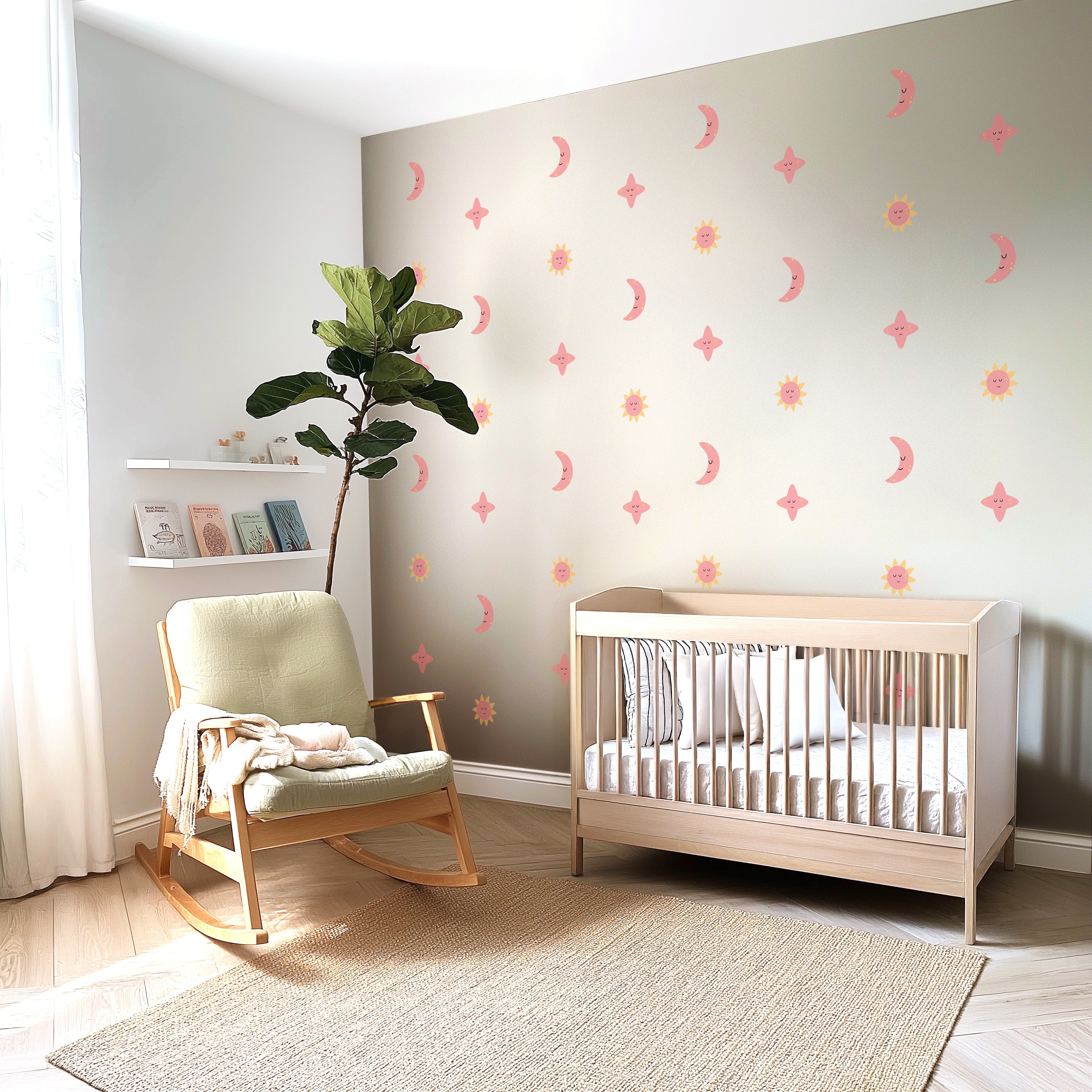 Pastel Moon Sun Star Wall Stickers